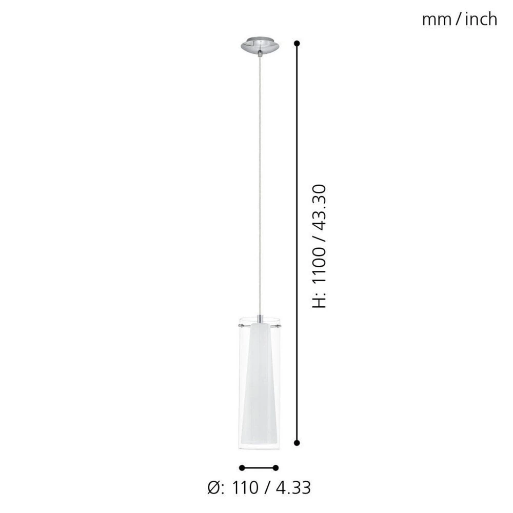 Eglo Pinto Single Drop Transparent And White Glass Pendant 8 Eglo Pinto Single Drop Transparent And White Glass Pendant - Image 6