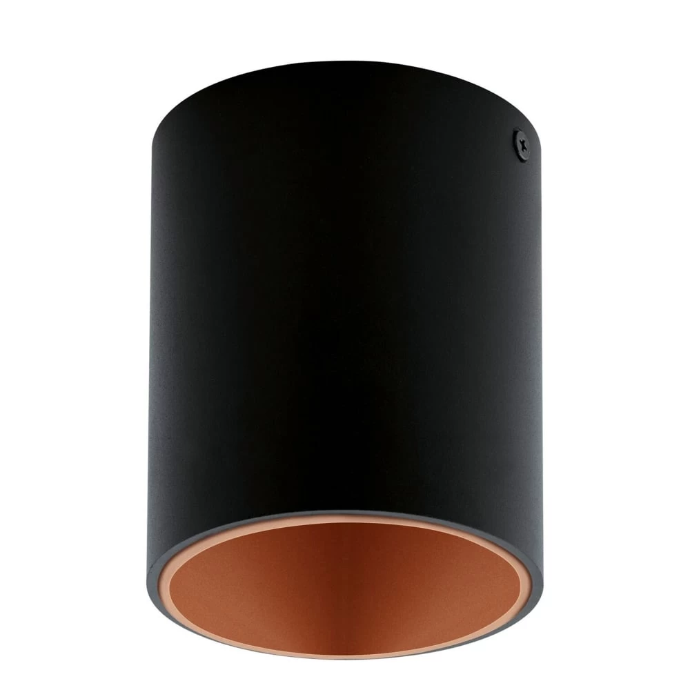 Eglo Polasso Round Surface Mounted Ceiling Downlight In Black And Copper 4 Eglo Polasso Round Surface Mounted Ceiling Downlight In Black And Copper - Image 2