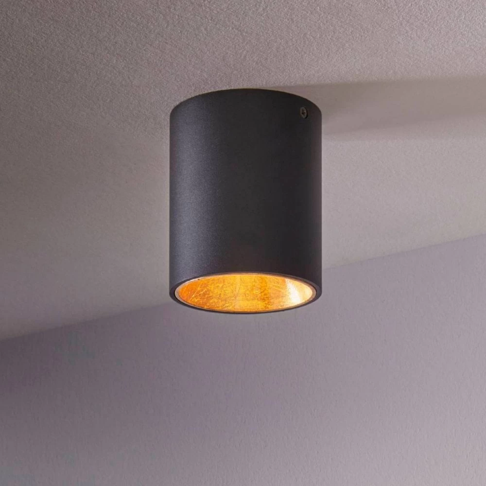Eglo Polasso Round Surface Mounted Ceiling Downlight In Black And Gold 3 Eglo Polasso Round Surface Mounted Ceiling Downlight In Black And Gold