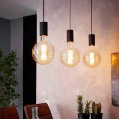 Eglo Pozueta Triple Drop Bar Pendant In Black