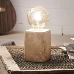 Eglo Prestwick Table Lamp In A Grey Concrete-Style Finish