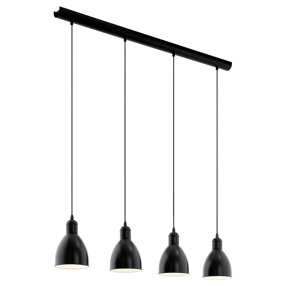 Eglo Priddy Four Drop Bar Pendant Light In Black 4 Eglo Priddy Four Drop Bar Pendant Light In Black - Image 2