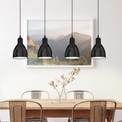 Eglo Priddy Four Drop Bar Pendant Light In Black