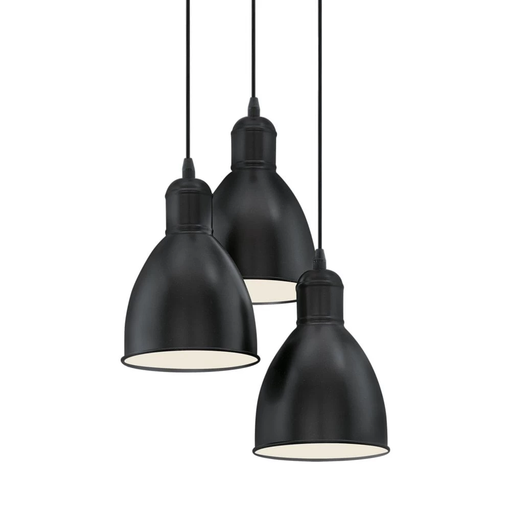 Eglo Priddy Triple Drop Pendant Light In Black 4 Eglo Priddy Triple Drop Pendant Light In Black - Image 2