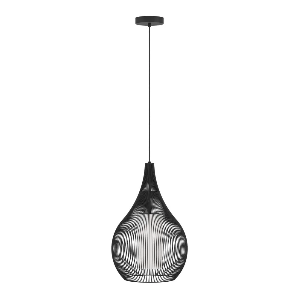 Eglo Razoni 425mm Single Drop Pendant In Black With Inner White Glass Diffuser 4 Eglo Razoni 425mm Single Drop Pendant In Black With Inner White Glass Diffuser - Image 2