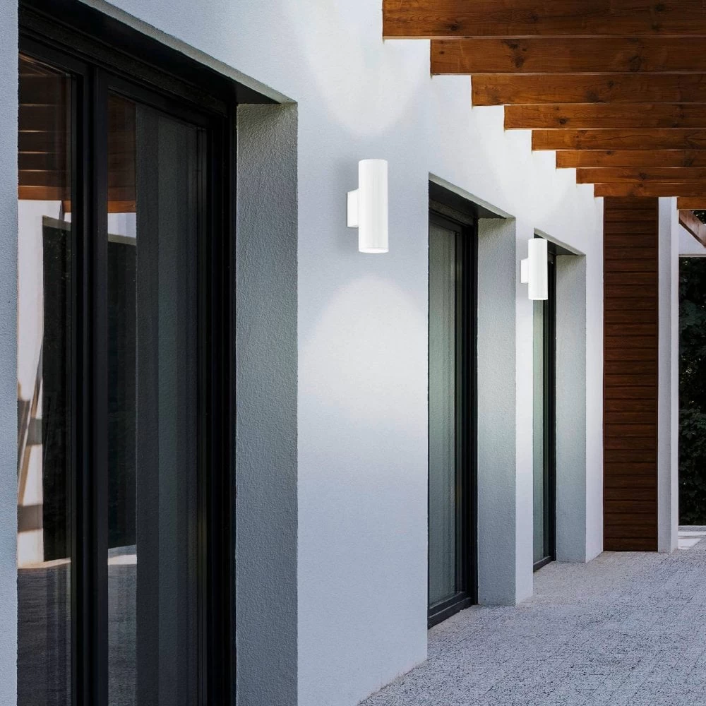 Eglo Riga IP44 Exterior Up And Down Wall Light In White 4 Eglo Riga IP44 Exterior Up And Down Wall Light In White - Image 2