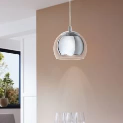 Eglo Rocamar Chrome And Glass Single Pendant 7 Eglo Rocamar Chrome And Glass Single Pendant -Eglo eglo rocamar chrome and glass single pendant p5527 85773 image