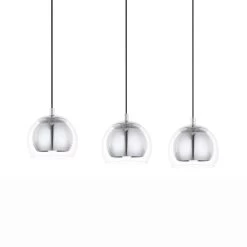 Eglo Rocamar Triple Bar Chrome And Glass Pendant