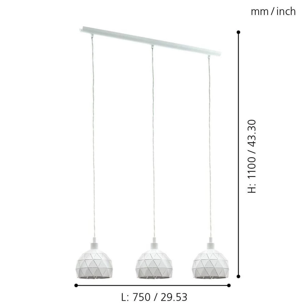 Eglo Roccaforte Triple Bar Pendant Light In White 5 Eglo Roccaforte Triple Bar Pendant Light In White - Image 3