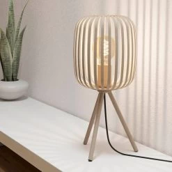 Eglo Romazzina Steel Tripod Table Lamp In A Sandy Finish