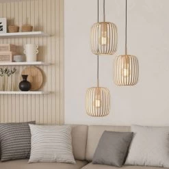 Eglo Romazzina Triple Drop Round Steel Pendant In A Sandy Finish