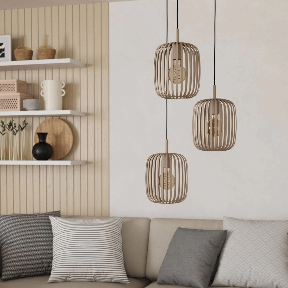 Eglo Romazzina Triple Drop Round Steel Pendant In A Sandy Finish 7 Eglo Romazzina Triple Drop Round Steel Pendant In A Sandy Finish - Image 5