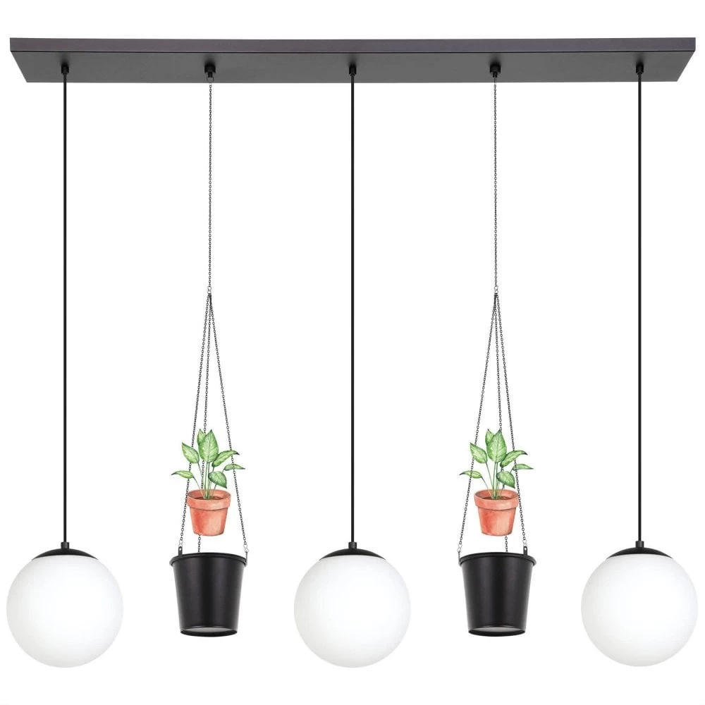 Eglo Rondo 3 Triple Drop Linear Pendant In Black & Matt Opal Glass Shades 5 Eglo Rondo 3 Triple Drop Linear Pendant In Black & Matt Opal Glass Shades - Image 3
