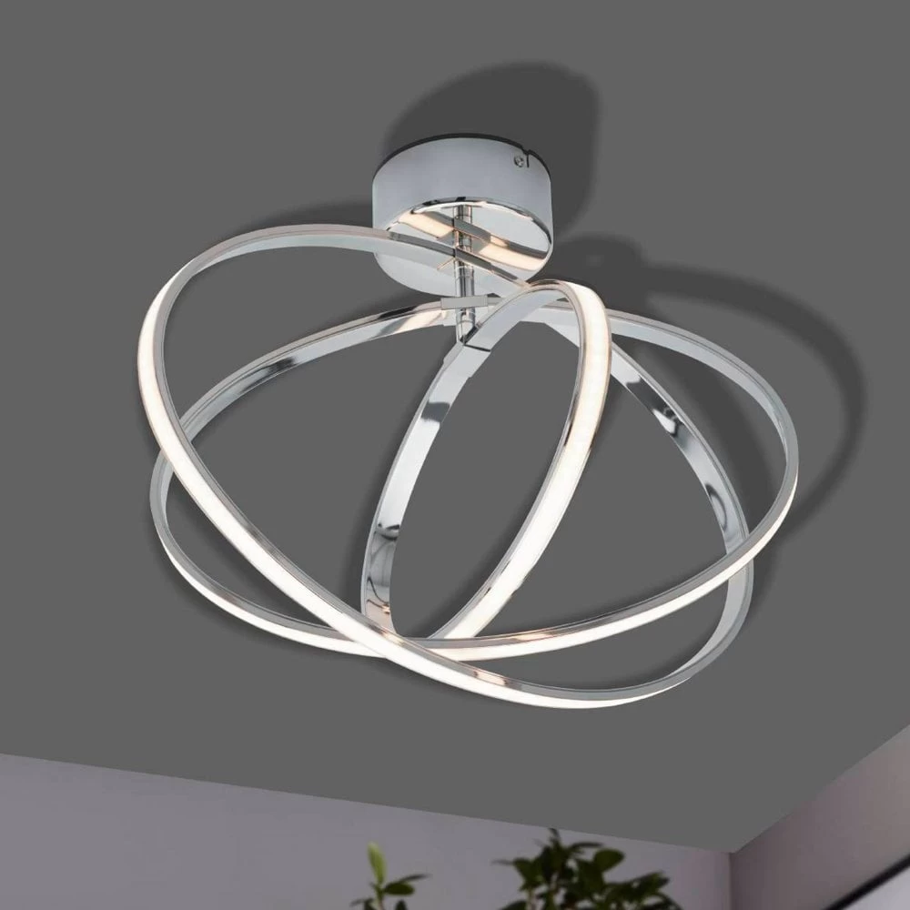 Eglo Selvina Triple Hoop LED Ceiling Light In Chrome 3 Eglo Selvina Triple Hoop LED Ceiling Light In Chrome