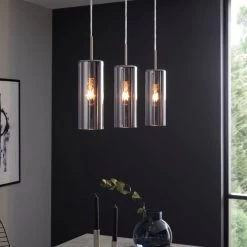 Eglo Selvino Triple Pendant With Transparent Black Vaporized Glass