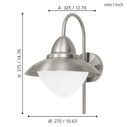 Eglo Sidney Outdoor IP44 Stainless Steel Wall Light -Eglo eglo sidney outdoor ip44 stainless steel wall light p1227 92118 image