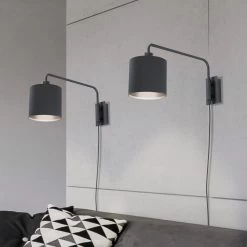 Eglo Staiti Plug In Swing Arm Wall Light In Black