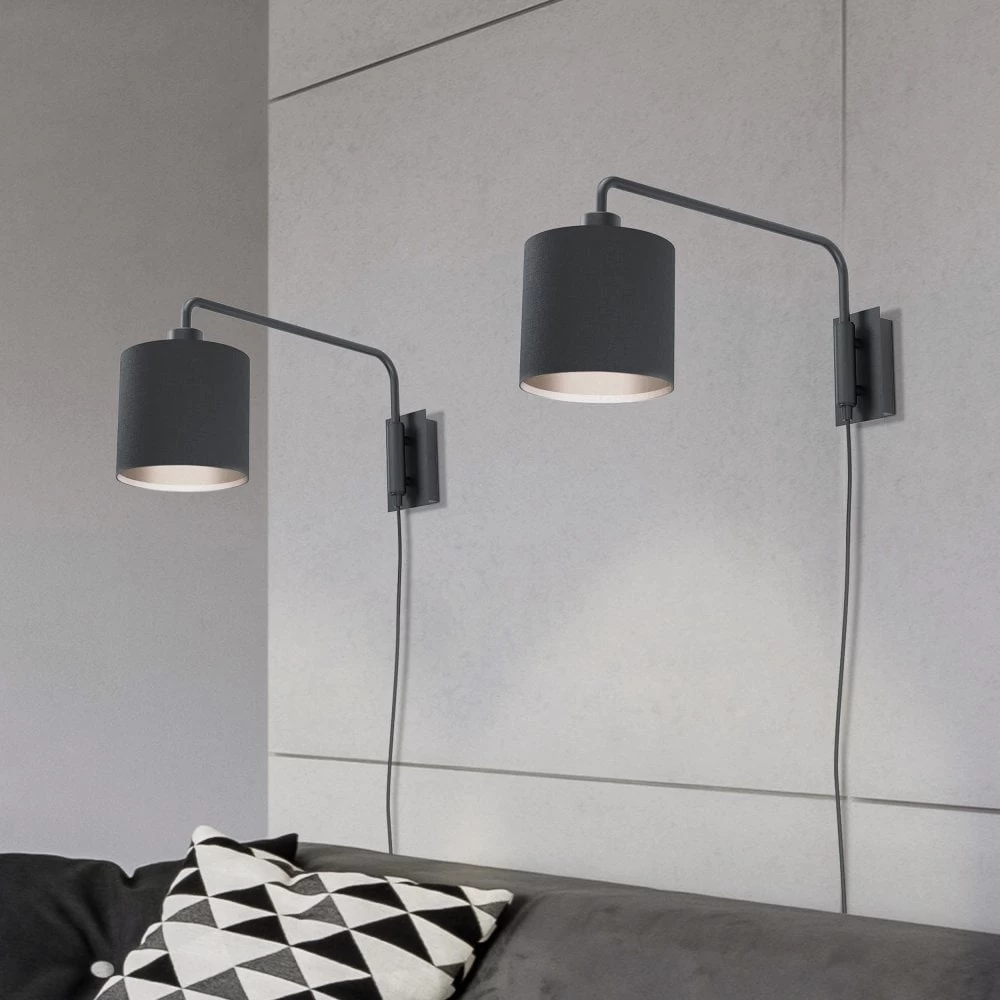 Eglo Staiti Plug In Swing Arm Wall Light In Black 3 Eglo Staiti Plug In Swing Arm Wall Light In Black