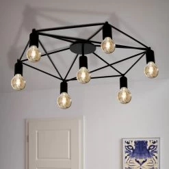 Eglo Staiti Seven Light Ceiling Light In Black