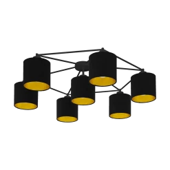 Eglo Staiti Seven Light Ceiling Light With Black And Gold Shades