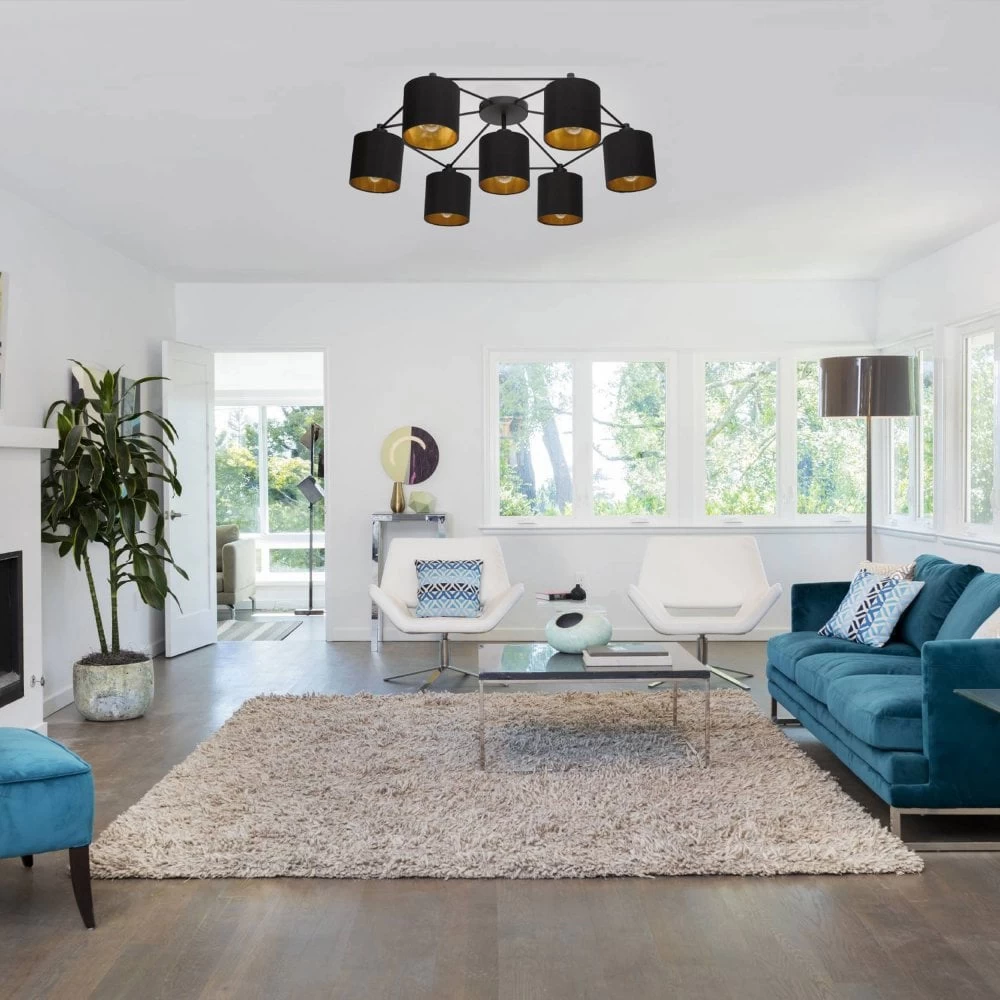 Eglo Staiti Seven Light Ceiling Light With Black And Gold Shades 4 Eglo Staiti Seven Light Ceiling Light With Black And Gold Shades - Image 2