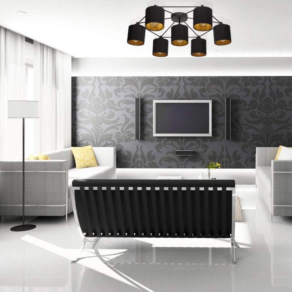 Eglo Staiti Seven Light Ceiling Light With Black And Gold Shades 7 Eglo Staiti Seven Light Ceiling Light With Black And Gold Shades - Image 5