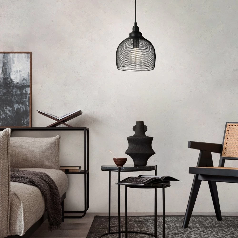 Eglo Straiton Black Steel Mesh Pendant 6 Eglo Straiton Black Steel Mesh Pendant - Image 4