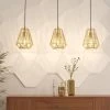 Eglo Stype Triple Drop Linear Pendant In Gold With Geometric Diamond-Shaped Lampshades -Eglo eglo stype triple drop linear pendant in gold with geometric diamond shaped lampshades p23693 90341 image