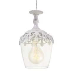 Eglo Sudbury Pendant In Patina White And Clear Glass