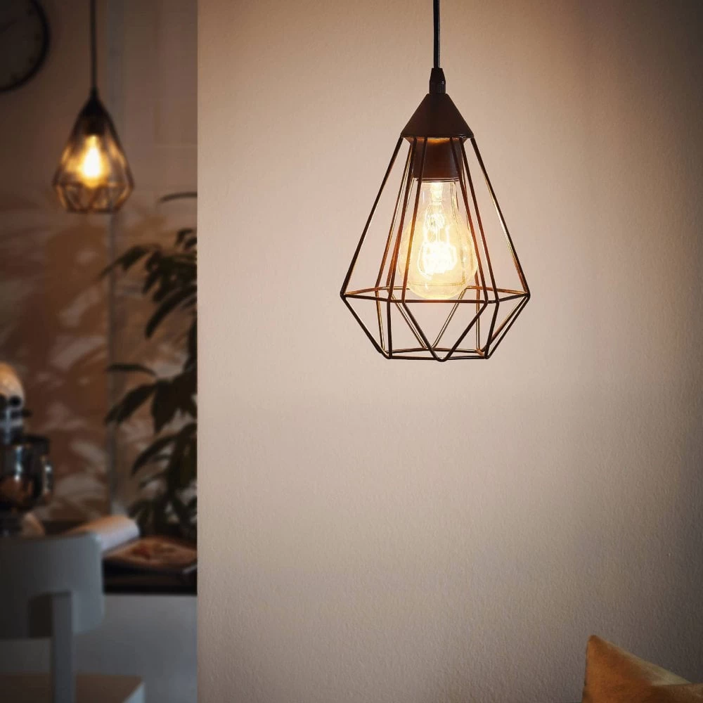 Eglo Tarbes Black Cage Breakfast Bar Pendant Light 4 Eglo Tarbes Black Cage Breakfast Bar Pendant Light - Image 2