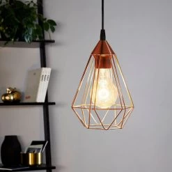 Eglo Tarbes Copper Coloured Breakfast Bar Cage Light