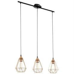 Eglo Tarbes Copper Coloured Triple Drop Bar Pendant Light