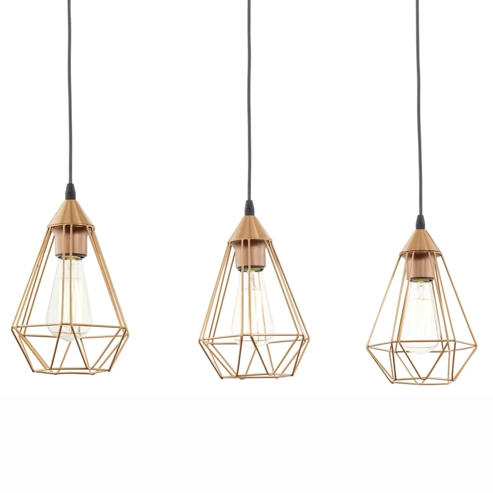 Eglo Tarbes Copper Coloured Triple Drop Bar Pendant Light 4 Eglo Tarbes Copper Coloured Triple Drop Bar Pendant Light - Image 2