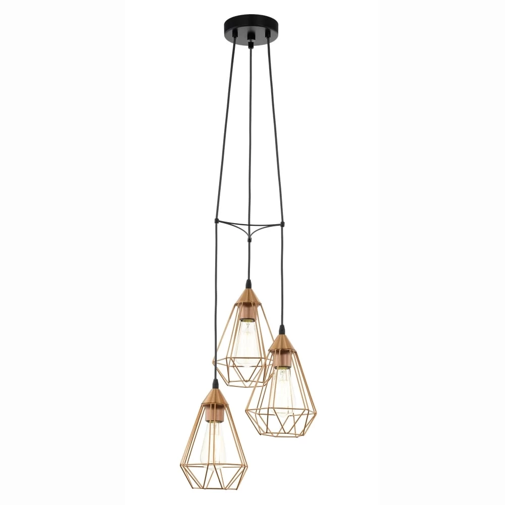 Eglo Tarbes Copper Coloured Triple Drop Cluster Pendant Light 4 Eglo Tarbes Copper Coloured Triple Drop Cluster Pendant Light - Image 2