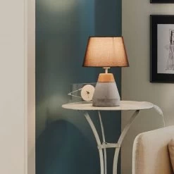 Eglo Tarega Concrete And Wood Table Lamp