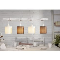 Eglo Townshend 2 Four Drop Wooden Bar White-Patina Pendant With Shades -Eglo eglo townshend 2 four drop wooden bar white patina pendant with shades p23430 88755 image