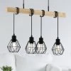 Eglo Townshend 5 Four Lamp Wooden Bar Pendant With Wire Cage Shades