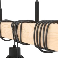 Eglo Townshend 5 Four Lamp Wooden Bar Pendant With Wire Cage Shades -Eglo eglo townshend 5 four lamp wooden bar pendant with wire cage shades p23414 88670 image