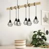 Eglo Townshend 5 Six Lamp Wooden Bar Pendant With Wire Cage Shades