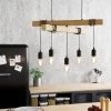 Eglo Townshend Five Lamp Wooden Twin Bar Pendant With Black Detailing -Eglo eglo townshend five lamp wooden twin bar pendant with black detailing p23385 88527 image