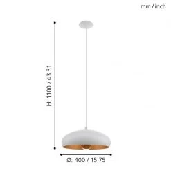 Eglo White And Copper Mogano 1 Pendant Light -Eglo eglo white and copper mogano 1 pendant light p2427 91987 image